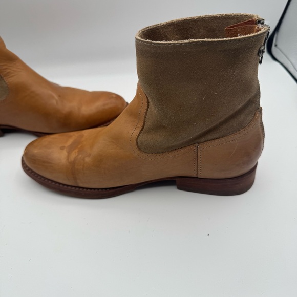 Frye Jamie Zip up Bootie ankle boots in brown tan leather and suede size 7.5 - Picture 3 of 14